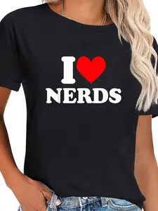 100% cotton I love nerds tshirt I heart nerds t shirt T-Shirt casual Fashion graphic tees women women graphic shirts