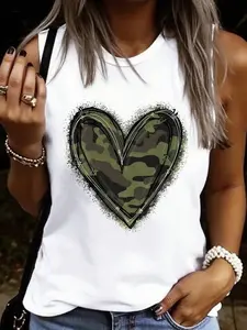 🔥 Camouflage Heart Print Fitted Tank Top! 🔥 A stylish military-inspired print combined with a cute heart design, creating the perfect casual summer vibe. A must-have for TikTok fashion lovers, blending a cool and feminine street style!