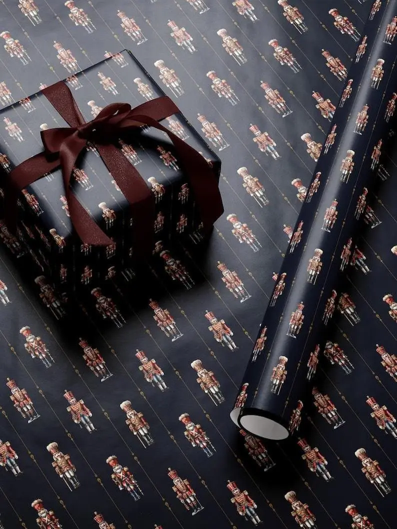 Nutcracker Wrapping Paper Holiday Gift Wrap Nutcracker Gift Wrap Elegant Christmas Gift Wrap Christmas Wrapping Paper Seasonal Gift Wrap