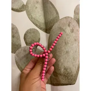 Pink Beaded Claw Clip