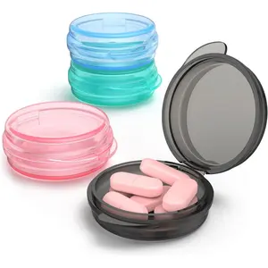 Small Pill Box, (4 Pack) Travel Pill Case Portable Daily Pill Organizer Mini Medicine Storage Container for Pocket Purse Cod Liver Oil Storage Box Earplug Case