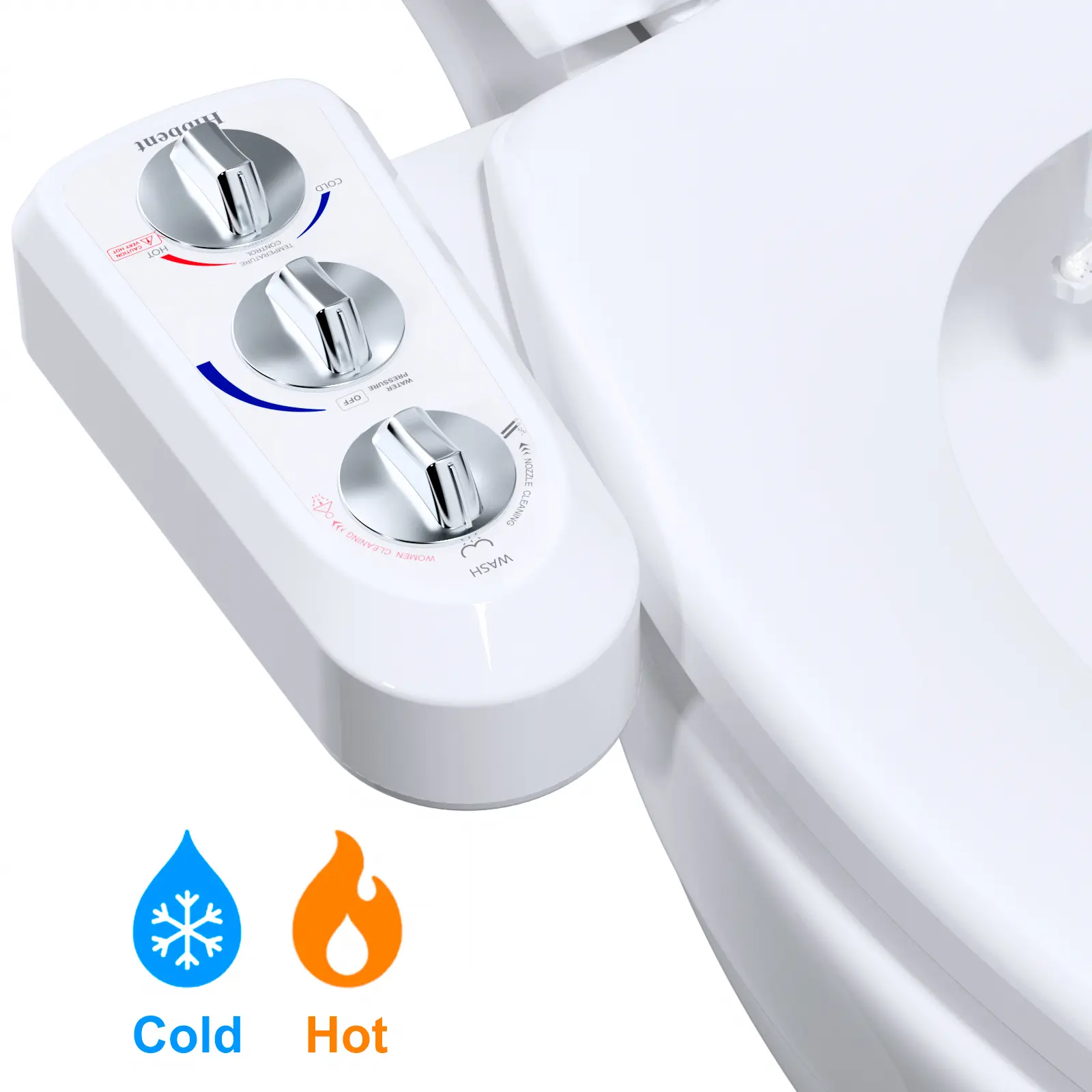 Hibbent Toilet Seat Bidet Attachment Accessory Set - Non-Electric Mechanical Fixture, Dual Self-Cleaning Nozzles, Hot & Cold Spray, Rear & Female Washing, Water Pressure Control, Easy Install, Durable Hygienic Bathroom Attachment & Bidet Parts