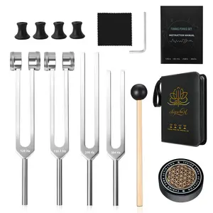 Resonance Healing Tuning Fork Set (128Hz 136.1Hz 256Hz 384Hz) — An essential accessory for yoga and meditation, as well as a sound therapy tool. The perfect healing gift for Mother’s Day or birthdays—ideal for your mom or girlfriend and a must-have gift