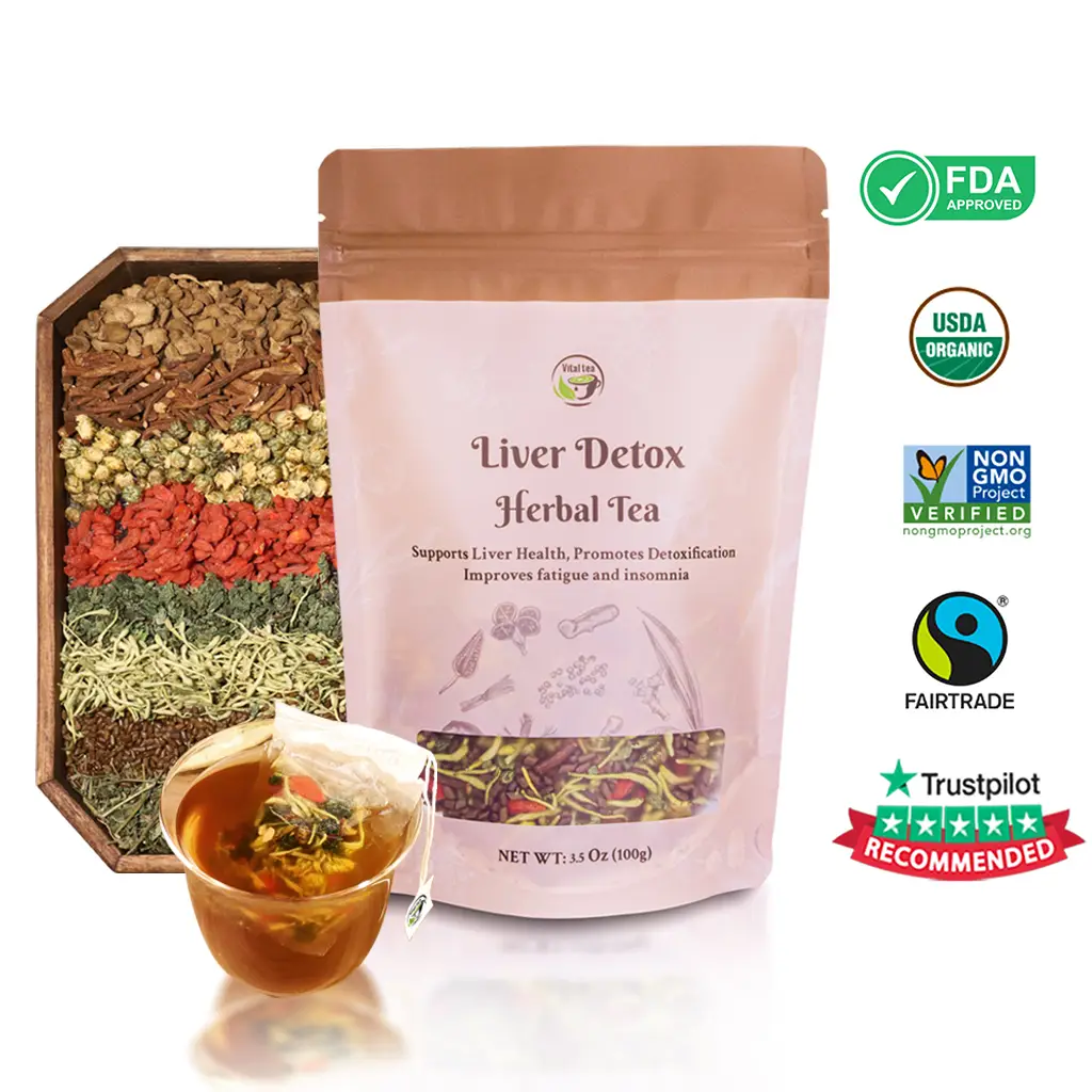 Liver and Kidney Cleanse Detox Tea - Milk Thistle GojiBerry Dandelion root Honeysuckle, Hand-picked 9 Organic Herbs, Edible corn fiber tea bags, Beve