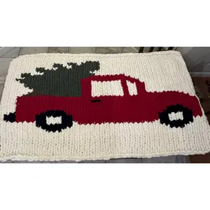 Christmas Truck Chunky Knit Blanket