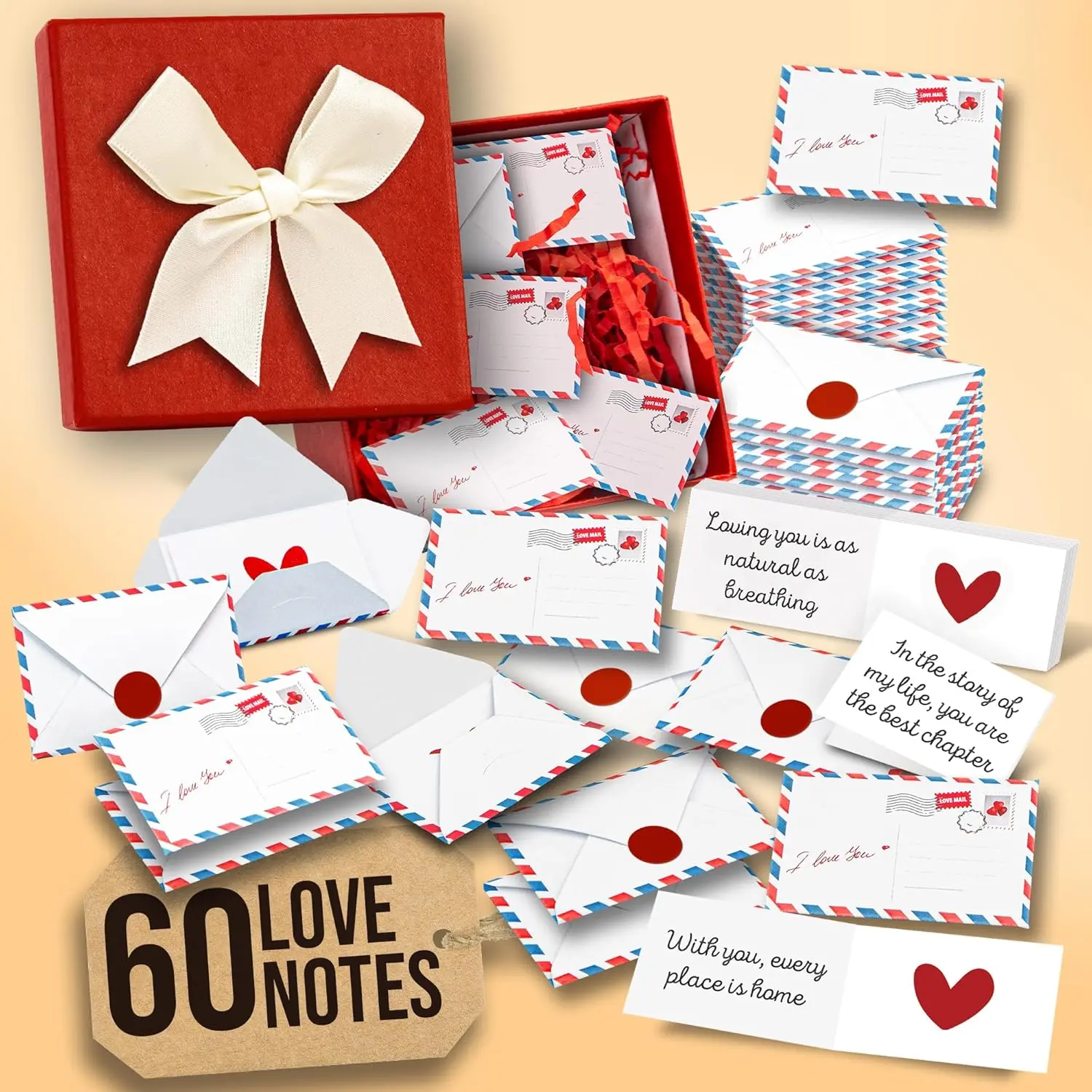 60 DIY Little Love Notes – Friendship Day Gift for Besties, Mini Note Cards with Blank Message Envelopes