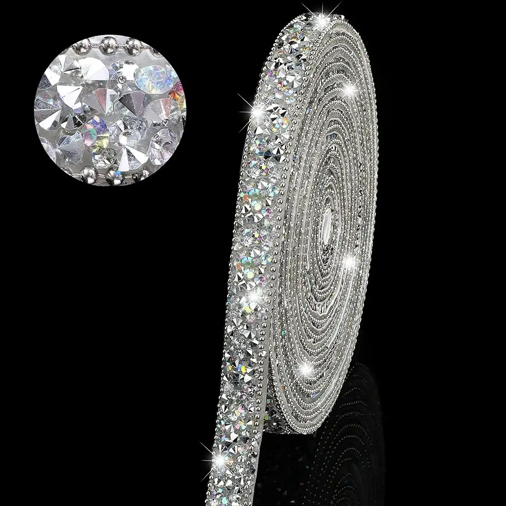 Resin Sparkling Rhinestone Strip for Wedding DIY Crafts, Self-Adhesive Decorative Tape for Shoes Hats Bags, Long Resin Water Drill Belt, Glitter Trim Ribbon