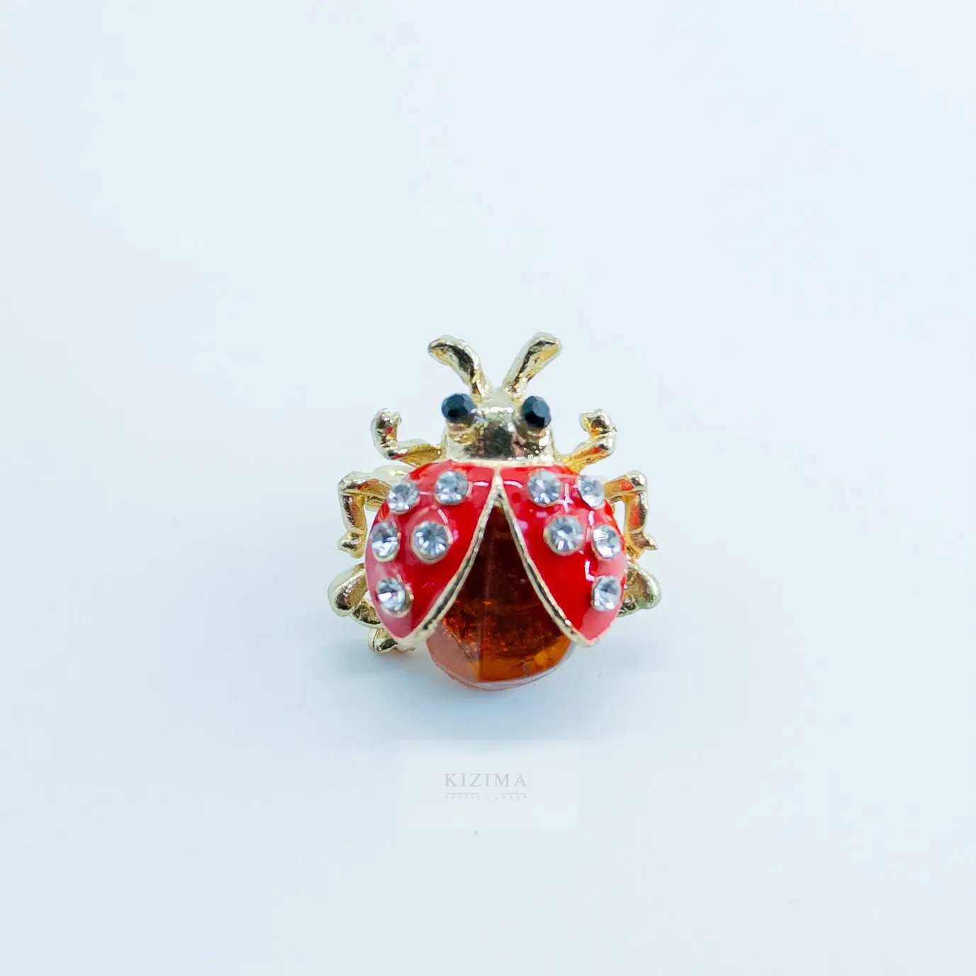 Whimsical Ladybug Brooch with Natural Baltic Amber, Handmade Good Luck Charm for Women, Anniversary Gift & Animal Collectibles, Made in USA, Animals, Unique Spots, Whimsical Look