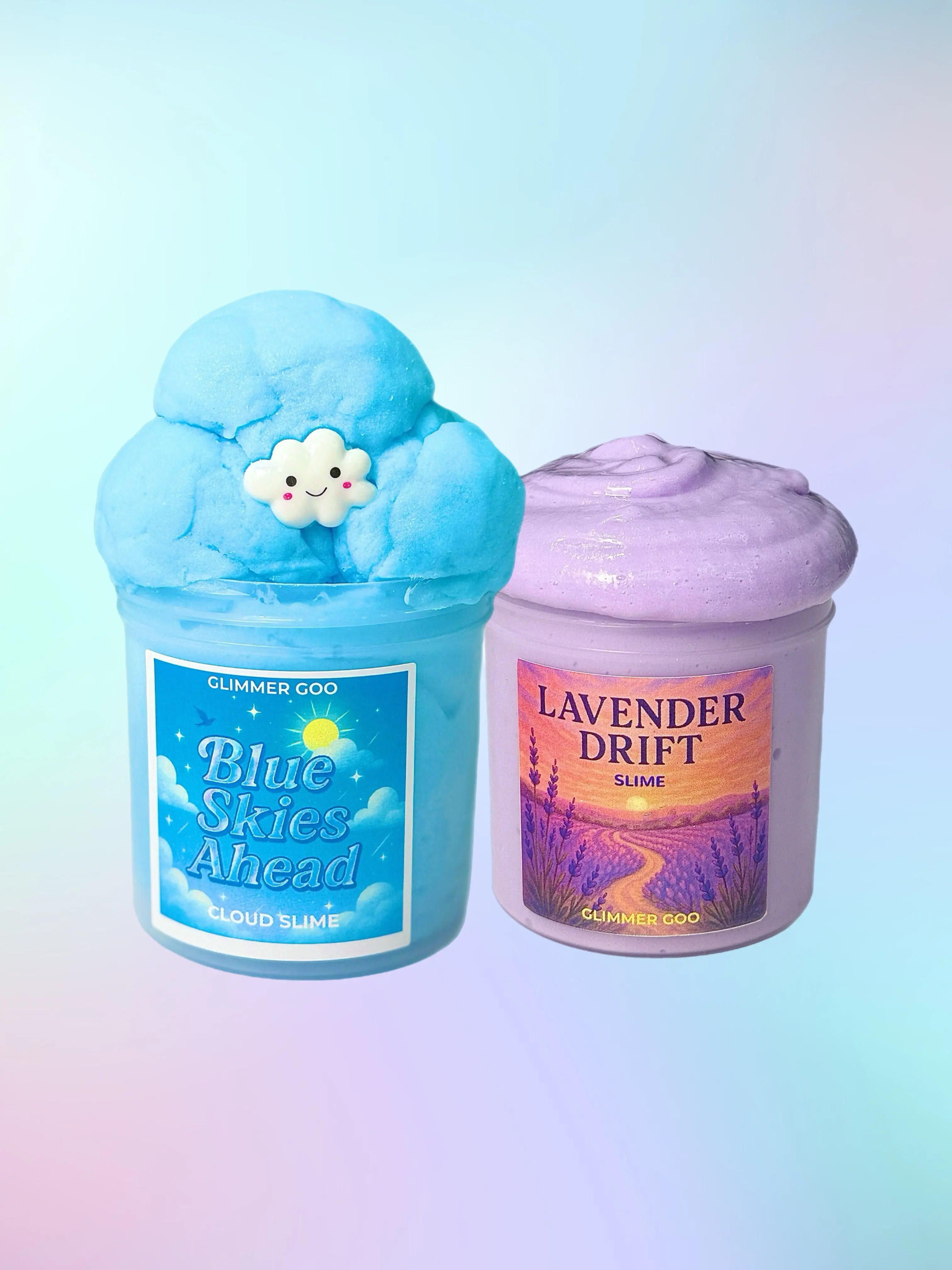 Calm and Serenity Slime Bundle – 2-Pack of Relaxing Slimes | Lavender Vanilla Butter & Fresh Clean Scented Slime | Stress Relief Gift