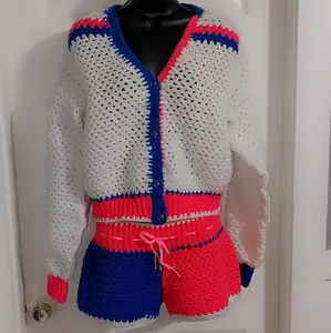 2pc crochet jacket & and shorts set @fashionbytashai Womenswear Matching Outfit