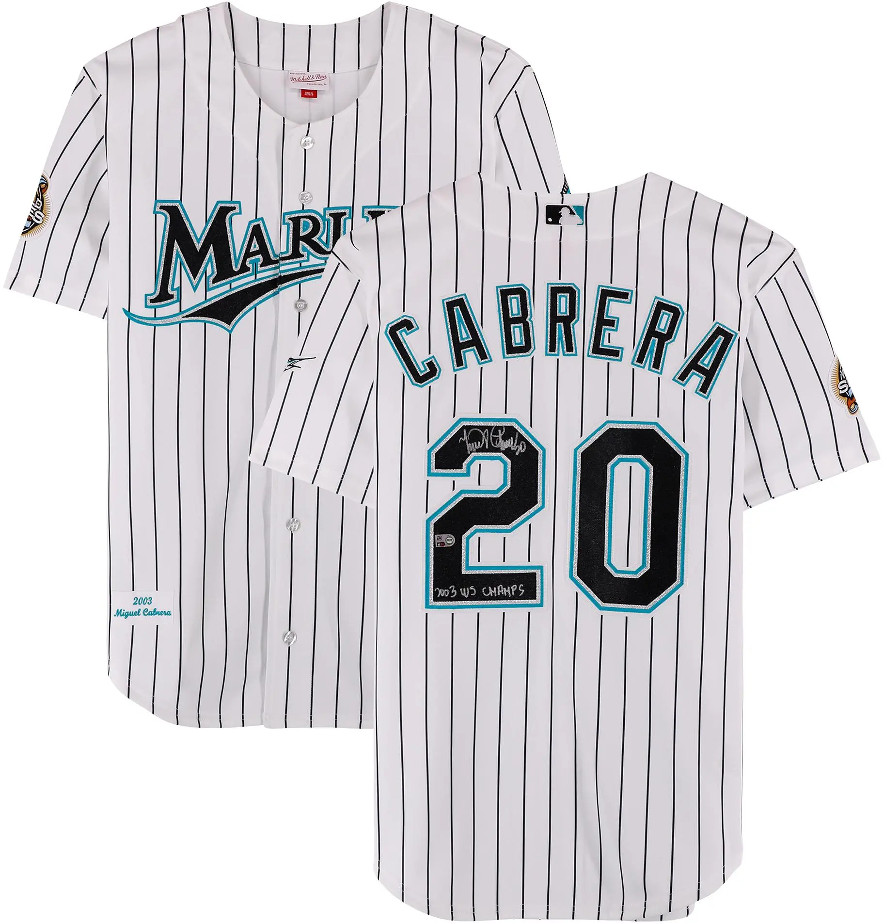 Miguel Cabrera Florida Marlins Autographed White 2003 Mitchell & Ness Authentic Jersey with "03 WS Champs" Inscription - Fanatics Authentic Certified - MLB Memorabilia