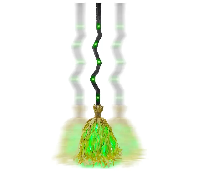 35" Animated Witches Broom Halloween Decor Magic Witch Broomstick | Moving, Sound/Touch Activated, Light up, Spooky Sounds, Dancing, for Indoor & Outdoor Porch, Halloween Party Decorations