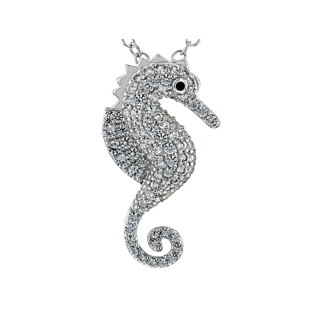 JTV White Lab Created Sapphire Rhodium Plated Pendant with chain 1.04ctw JTV White Lab Created Sapphire Rhodium Plated Pendant with chain 1.04ctw