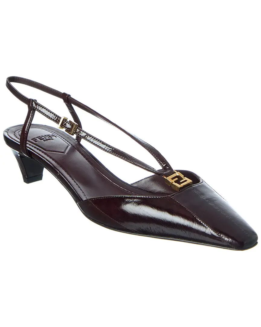 FENDI FFold Leather Slingback Pump