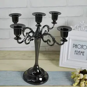 5-Candle Metal Candelabra Candlestick Holders, 10.6 Inch Tall Candle Holder, Vintage Candle Stand, Wedding Event Candelabra, Seasonal Holiday Decorations
