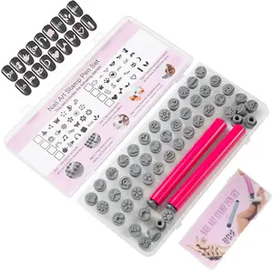 OPUSPORT｜36 Pcs Nail Art Stamp Pens Different Patterns Nail Art Stamps with Silicone Pen Tip Flower Butterfly Rose DIY Stamping Kit for Women