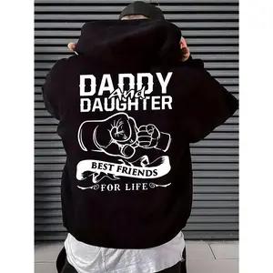 Men's Long-Sleeve Hoodie Sweatshirt - Daddy & Daughter Best Friends Print, Cozy Breathable Fabric Top, Autumn Winter Casual Versatile Menswear
