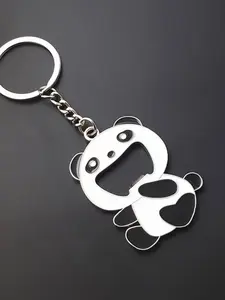 Cute Panda Bottle Opener Keychain, Cartoon Alloy Key Pendant, Table Decor, Gift for Friends, Fashionable Animal Key Holder