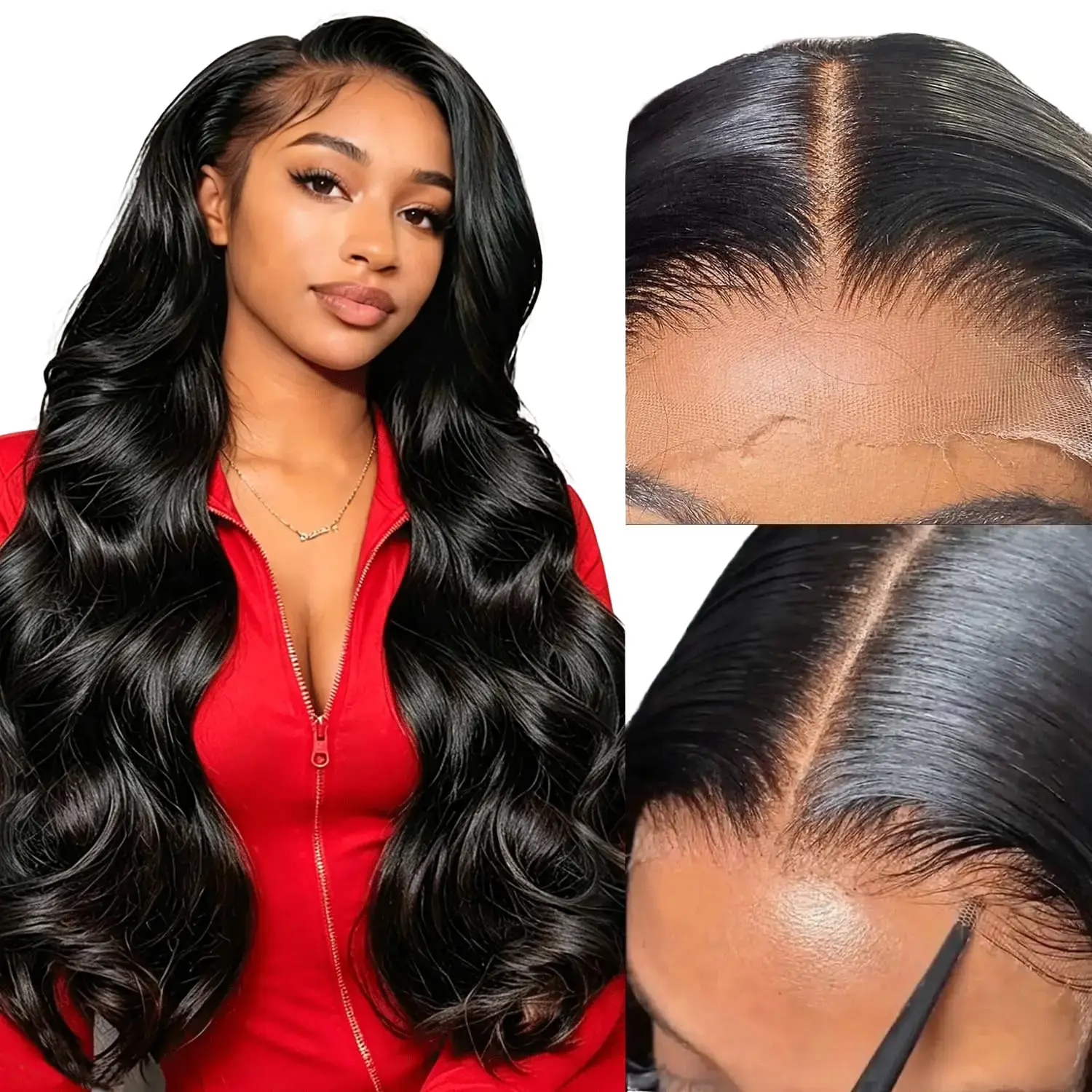 13x4 Body Wave Frontal Wig Human Hair Pre Plucked 180 Density Burgundy Body Wave Wig and 4/27 Body Wave for Women Body Wave Lace Front Wigs Human Hair Colored Wig