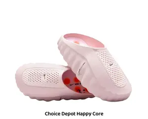 Blush Pink Ergonomic Perforated EVA Slides Shock Absorb Cushion Insole Anti-Slip Ridged Wavy Sole Gym Pool Daily Walking Footwear