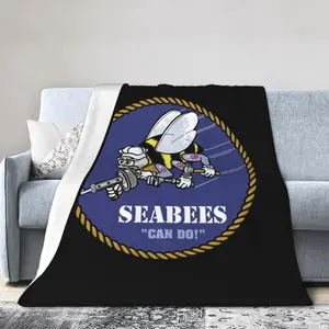 Navy Seabee Fleece Blanket Super Soft and All Season Warm,Winter Thermal Blanket, Blanket for Sofas 60"X50"