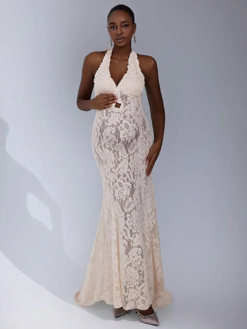 fitted lace wedding dress Pretty Perfect Powder Blue Maternity Ruched Mesh Bardot Maxi Dress – Club L  London main image 0