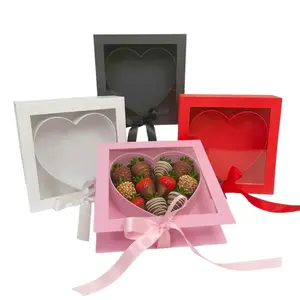 Square Box with Clear Window and Heart Insert, Various Colors | W183