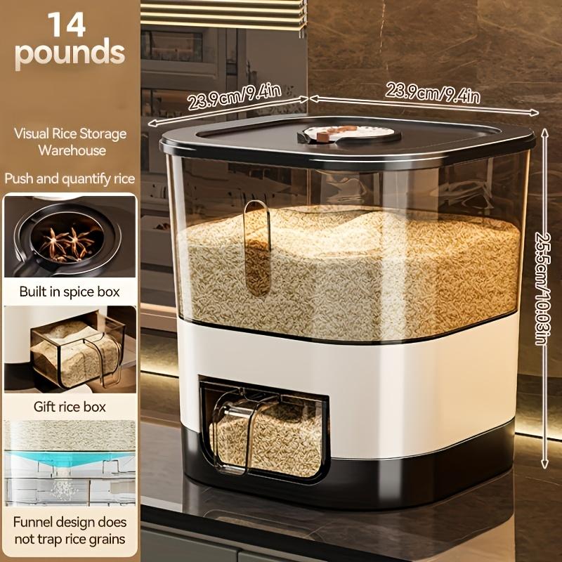14/25LBS Rice Dispenser, Large Grain Container Storage with Lid Measuring Cylinder Household Cereal Dispenser Bucket for Kitchen Soybean Corn ，Grain Storage Bin