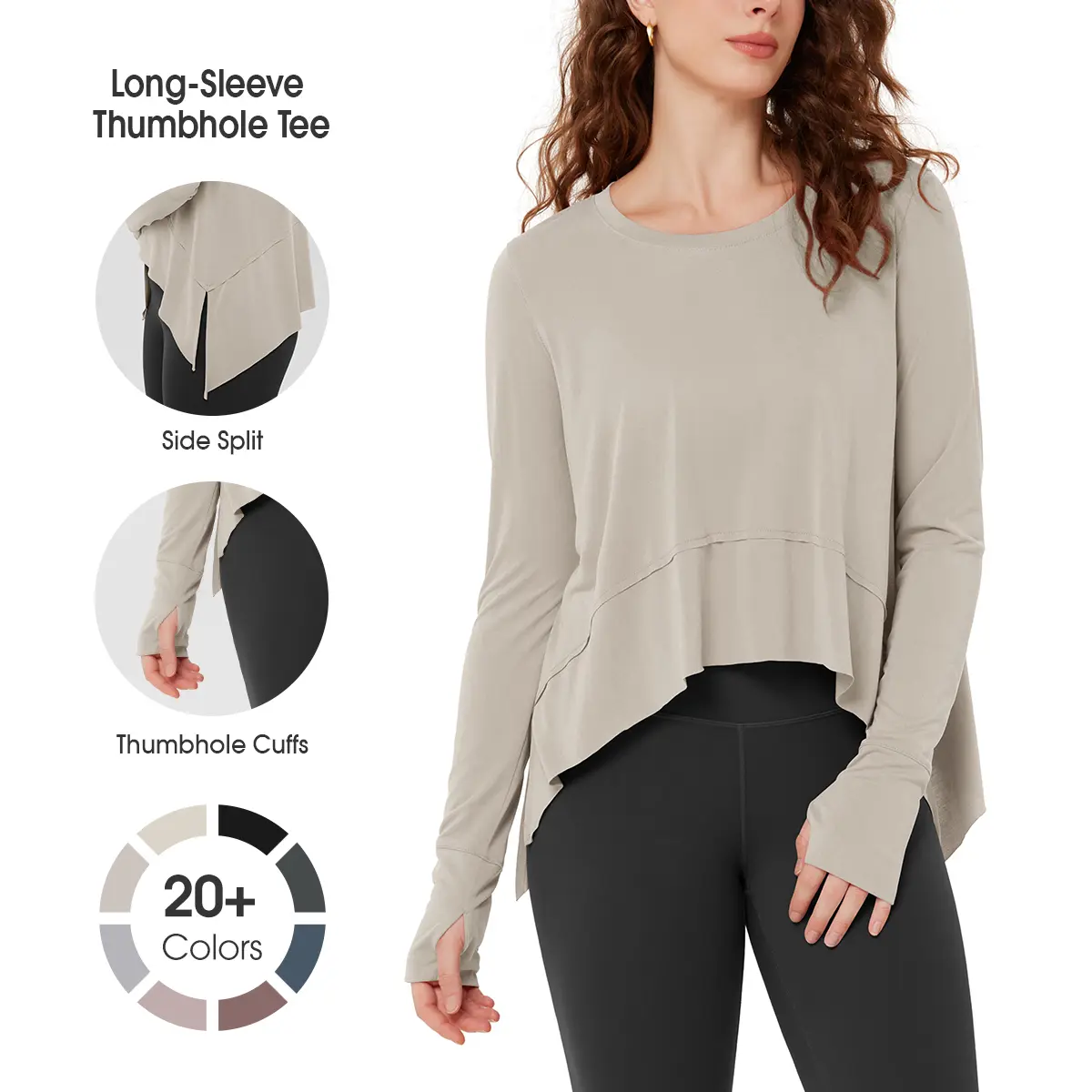 ODODOS Long Sleeve Tee for Women with Thumb Hole Athletic Gym Workout Crop Tops Yoga Shirts summerwins