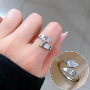 Cute Fox Stainless Steel Adjustable Cocktail Ring
