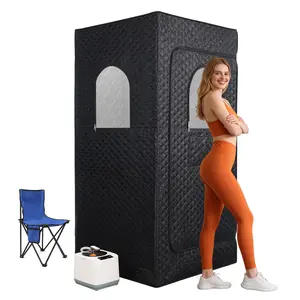Upgraded Portable Sauna Box of Relaxation, Steam Sauna for Home with Steamer, Pairs Remote Control, Folding Chair