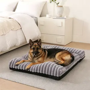 EONFELICITY Washable L Dog Bed for Extra Large Dogs Deluxe Dog Crate Beds Comfy Fluffy Kennel Pad  Machine Washable Dog 41"x27"x3", Grey