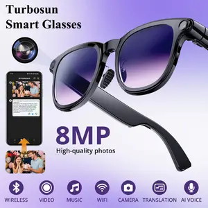 Turbosun A2 AI Smart Glasses with 8MP Camera, 2K Anti-Shake Video, Real-Time Voice Translation & ChatGPT Integration, Bluetooth Audio, Touch Control – Stylish Wearable Tech for Men, Driving, Sports & Commuting