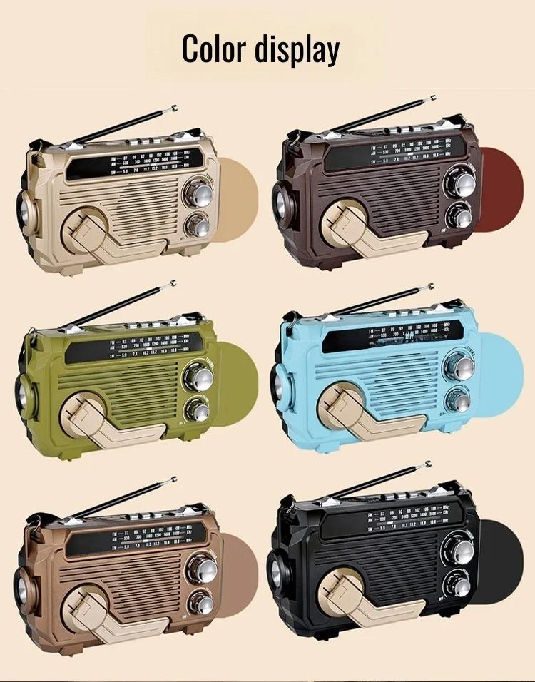 Emergency Weather Alert Radio Hand Crank Radio Emergency Weather Radio Portable Power Bank Usb/Solar/Hand Crank Charging, Bluetooth Loud Volume