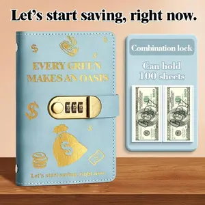 Password Lock Savings Binder, Cash Budget Organizer Notebook, Portable Money Saving Journal with 100 Pockets, Great Gift for Budgeting, Give It. Use It. Love It