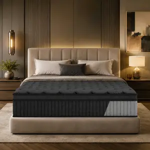 10/12/14 Inch Gel Memory Foam Mattress Hybrid Pocket Spring Twin Full Queen King Bed Mattress In A Box, Euro Top Medium Firm For Back & Lumbar Support, Individual Pocket Spring Bed For Motion Isolation & Fiberglass Free，Black mattress