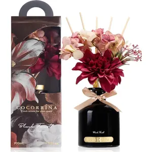 COCORRÍNA Reed Diffuser Set, 6.7oz Flower Reed Diffuser with Sticks,Black Forest Essential Oil, Long Lasting Home Fragrance for Bathroom, Bedroom & Shelf Decor, Aesthetic Gift for Women