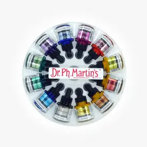 Dr. Ph. Martin's Iridescent Calligraphy Color (Set 2) Ink Set, 1.0 US fl oz, 1 Set of 12 Bottles