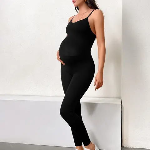 Maternity Solid Color Jumpsuit, Casual Comfy Prenatal Pregnancy Jumpsuit, Maternity Clothes for Summer, Pregnancy Outfits
