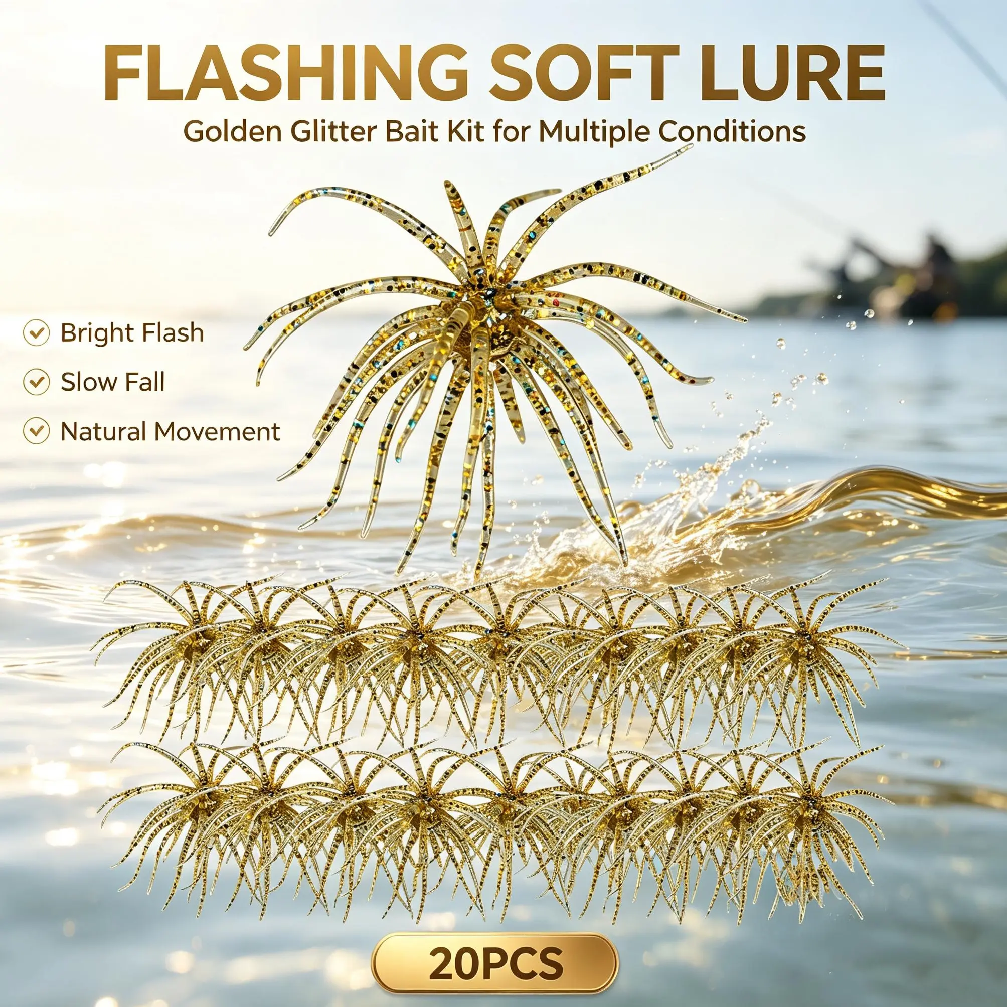 20PCS Fishing Lures for Freshwater – Realistic Sea Urchin Bait, Floating Artificial Fishing Lures with Lifelike Details, Durable Soft Bass Baits