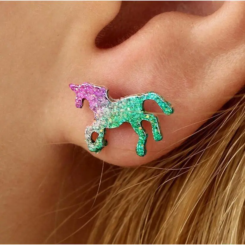 Rainbow Unicorn Stud Earrings