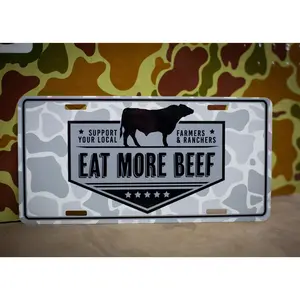 Eat beef - car tag