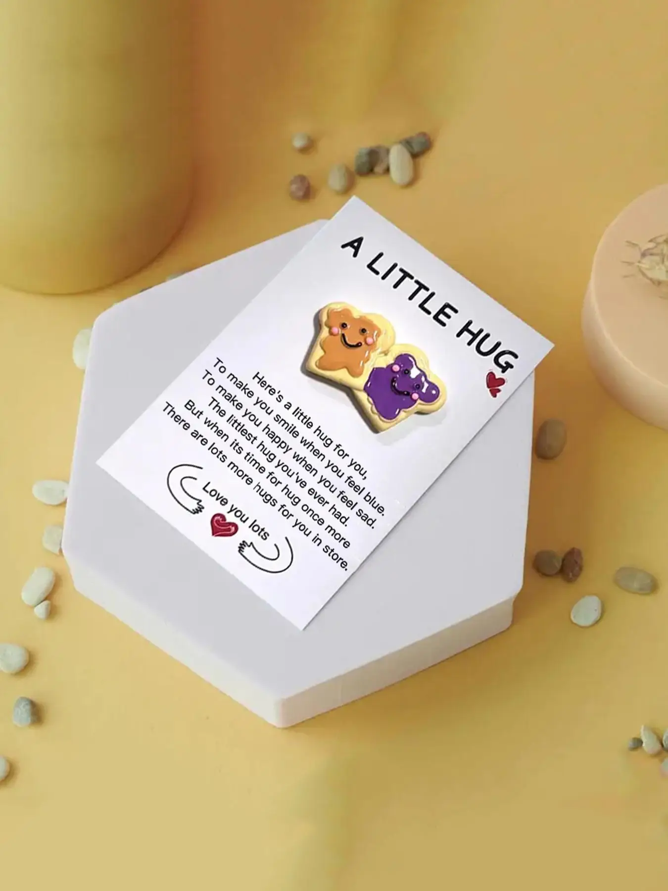 Cute Cartoon Bear Cookie Design Pocket Hug, Multifunction Jewelry Making Accessories, Perfect Thank You Card for Friends and Family