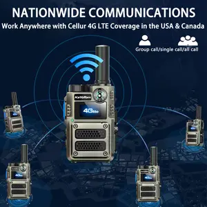 Unlimited Range Global Walkie Talkie Nationwide PTT 4G PoC Two Way Radio Long Range with Compass and LED Flashlight,No Platform Fee(2Pcs with SIM)
