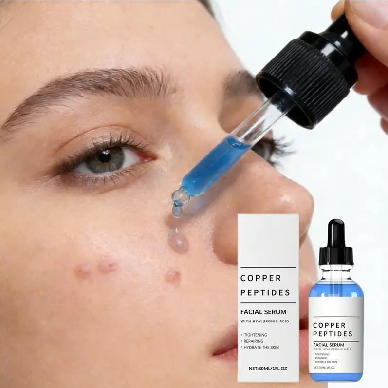 GHK-Cu Copper Peptide Serum with Hyaluronic Acid, Deep Moisturizing & Nourishing Facial Serum, 30ML Daily Gentle Skincare for All Skin Types, Men & Women