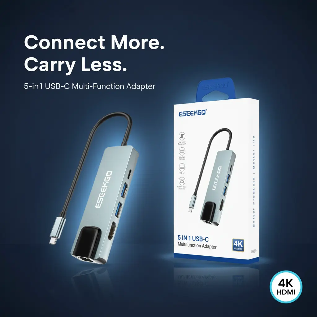 ESEEKGO HB-04 5 IN 1 USB-C Multifunction Adapter