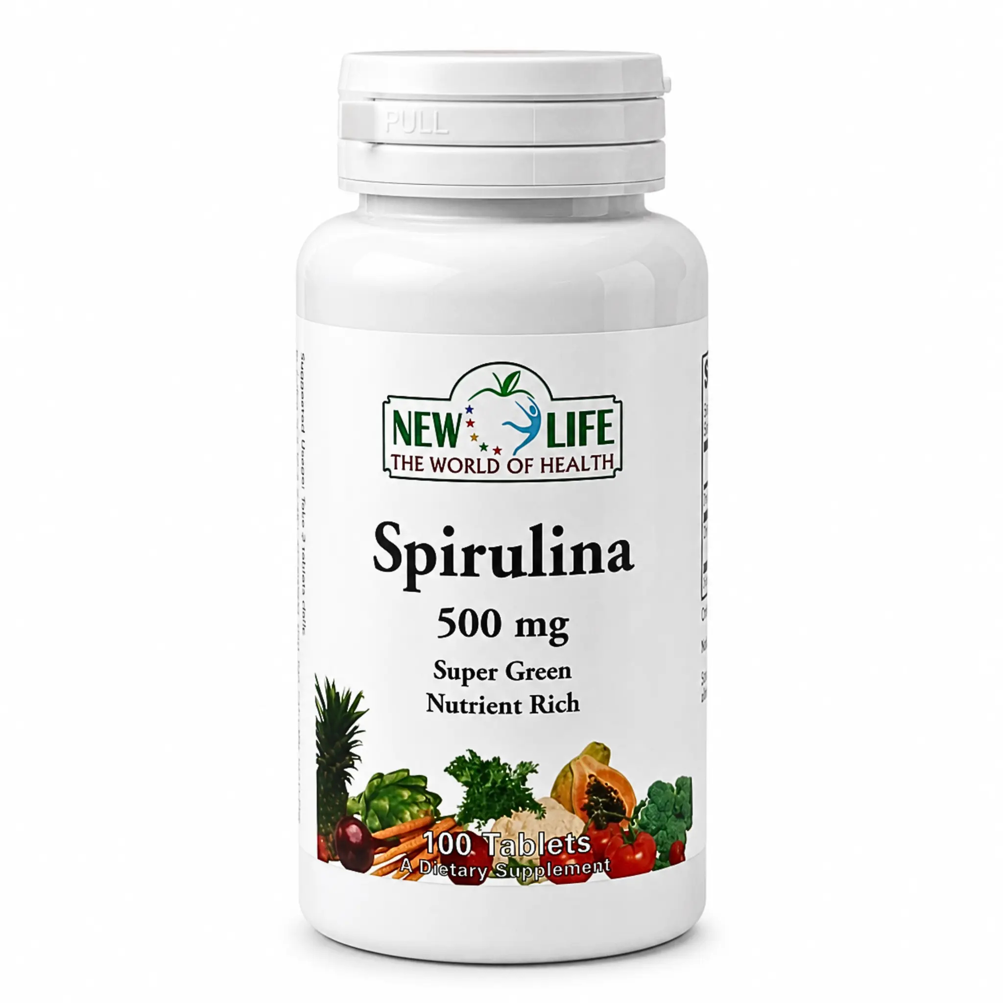 New Life Organic Spirulina Dietary Supplement - 500mg Super Green Tablets, 100 Count, Vitamins for Energy Boost & Healthcare Support