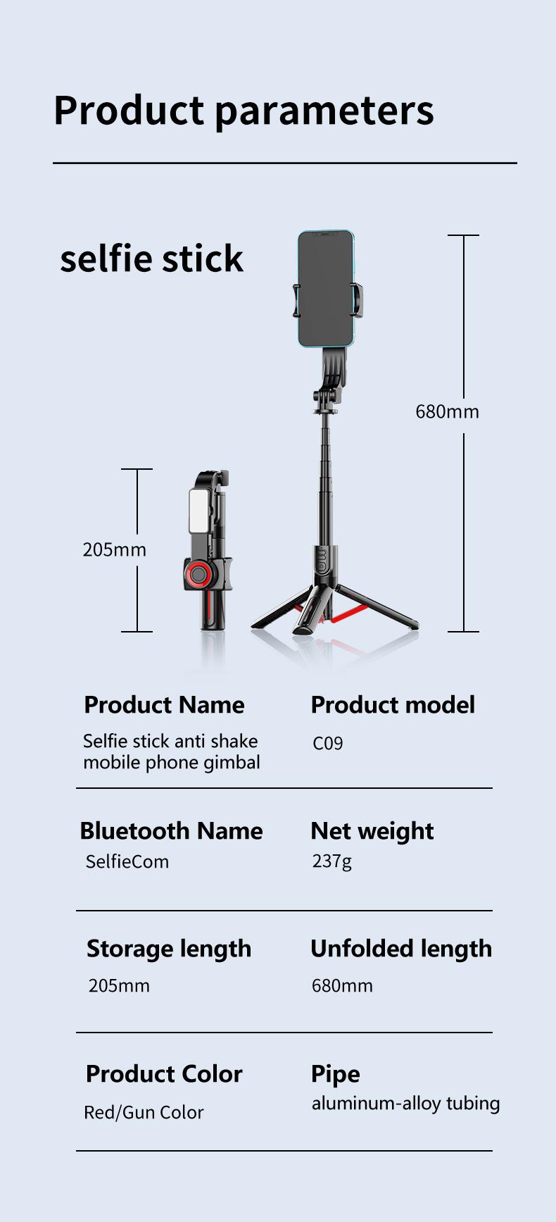 1-Axis Gimbal Stabilizer with Magnetic Fill Light, Anti-Shake Selfie Stick Tripod, Bluetooth Remote, Auto Balance Phone Stand, Aluminum Alloy Vlogging Gear for iPhone & Android