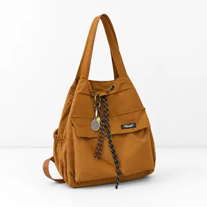 Drawstring Backpack Purse for Women Large Nylon Shoulder Bag Casual Bucket Bag Travel Backpack Bag School Backpack Bag Work Shoulder Bag Gym Bag Multi Pocket Carryall for Ladies Teens College Students Travel Shopping Daily Use Chic Casual Gift Bag Outdoor