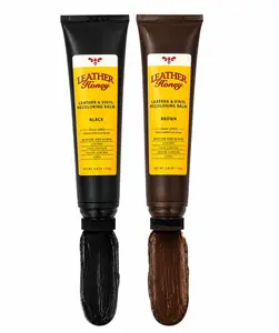 LEATHER Honey Leather & Vinyl Recoloring Balm - Brown Vegetable Dye Shoe Cleaner, Care Accessory for Restoring Color & Smoothing Shoes